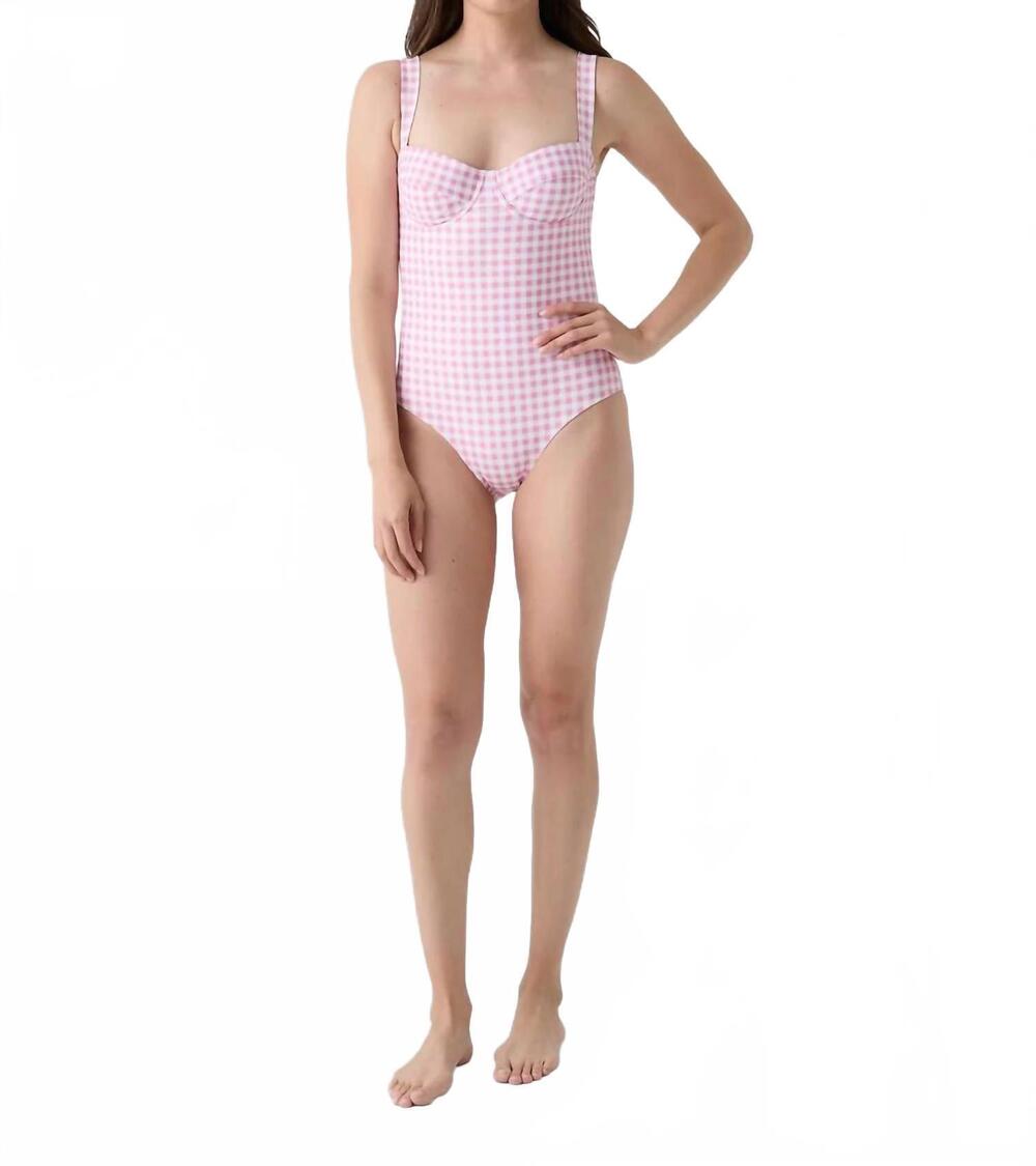 NEW MINNOW gingham one piece swimsut in pink